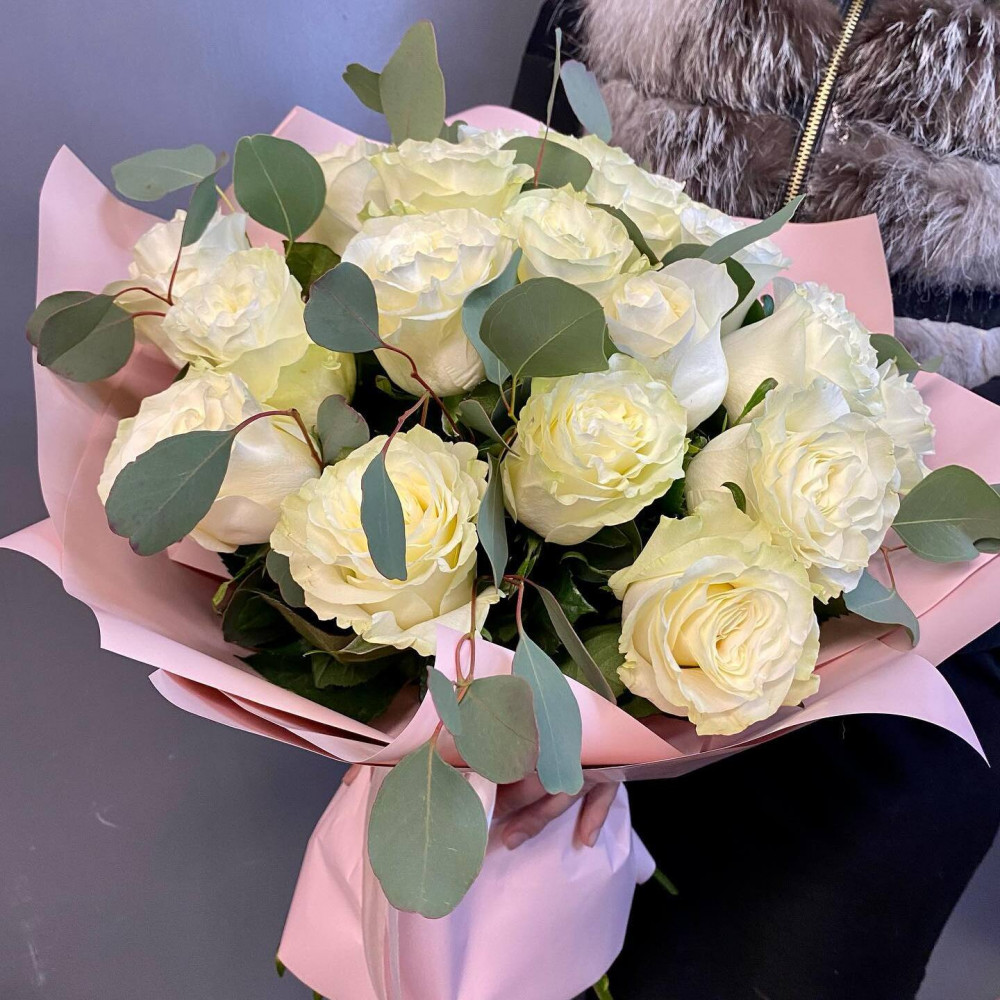 Букет цветов «21 белая роза» - фото 2