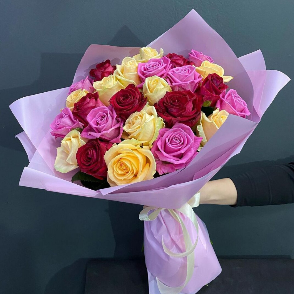 Букет цветов «25 бело-розовых роз» - фото 2