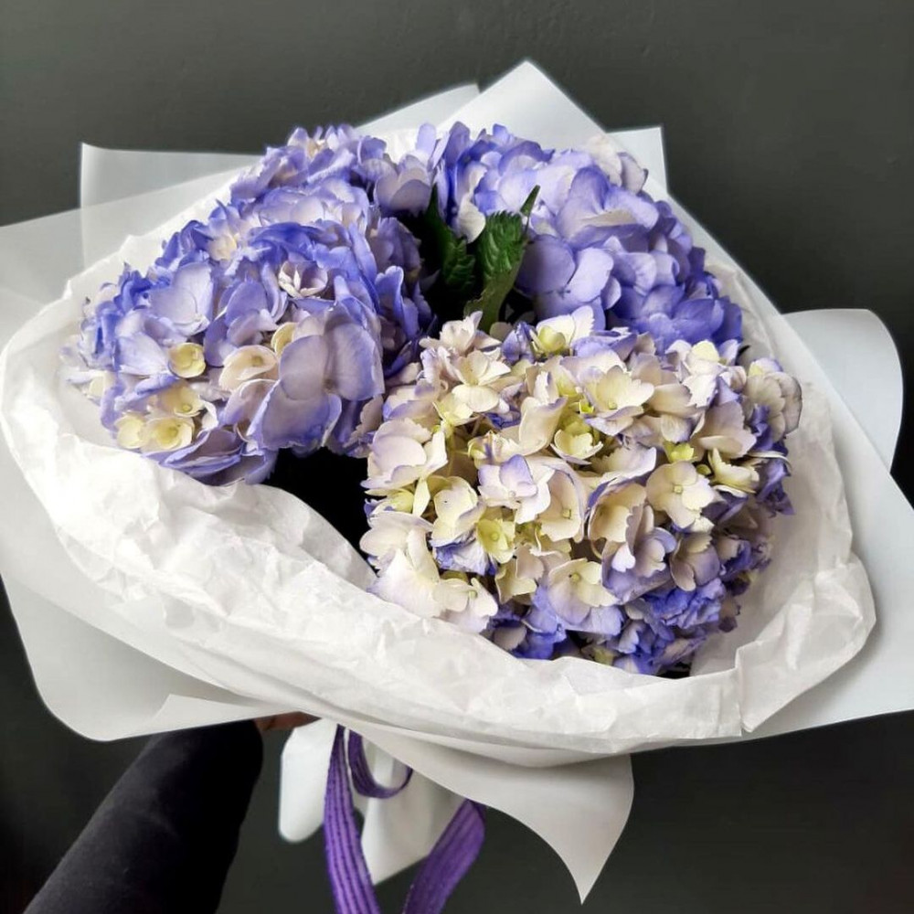 Букет цветов «3 голубые гортензии» - фото 2