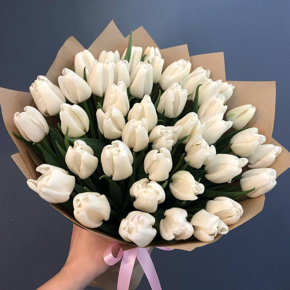 Букет цветов «Букет из 49 белых тюльпанов» - фото 2