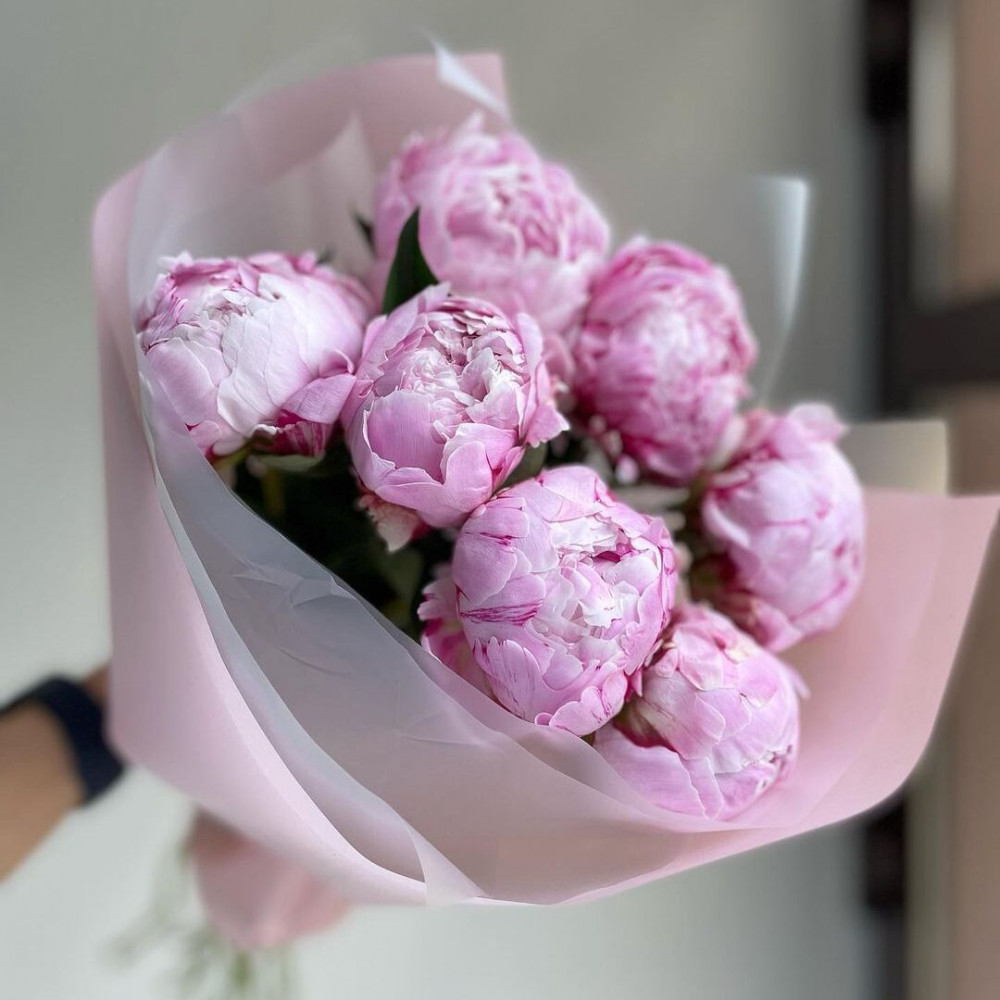 Букет цветов «Букет из 7 розовых пионов»