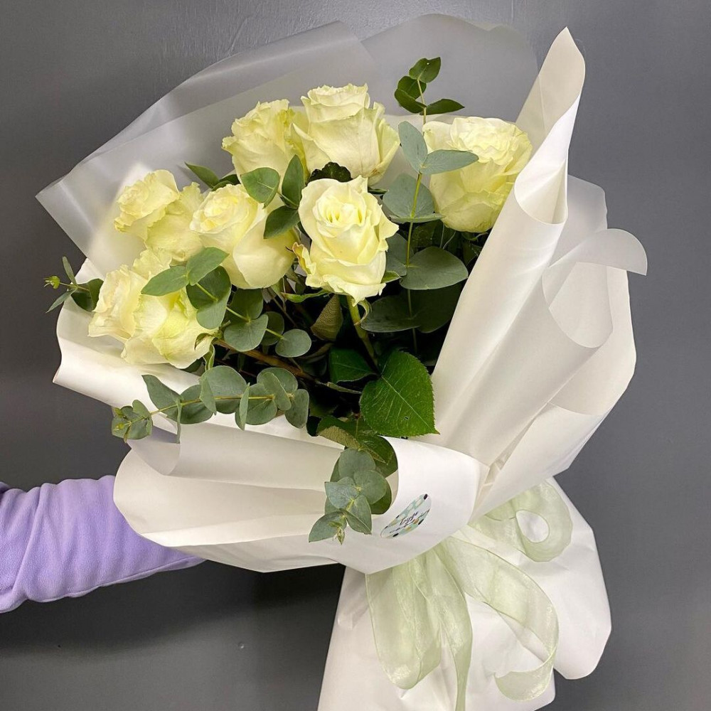 Букет цветов «7 белых роз» - фото 3