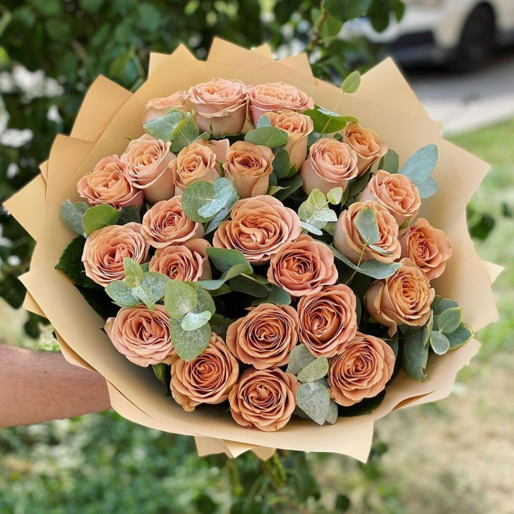 Букет цветов «Букет кремовых роз» - фото 4