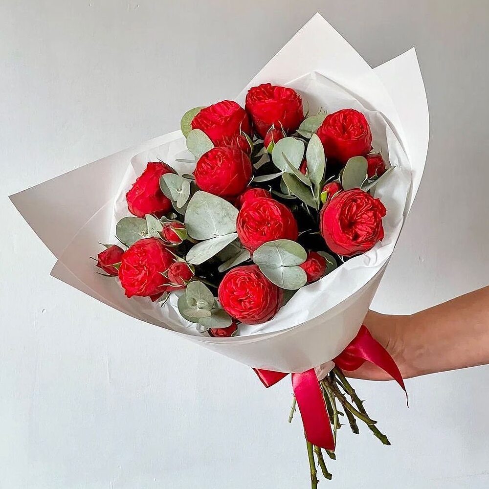 Букет цветов «Монобукет из пионовидной розы»