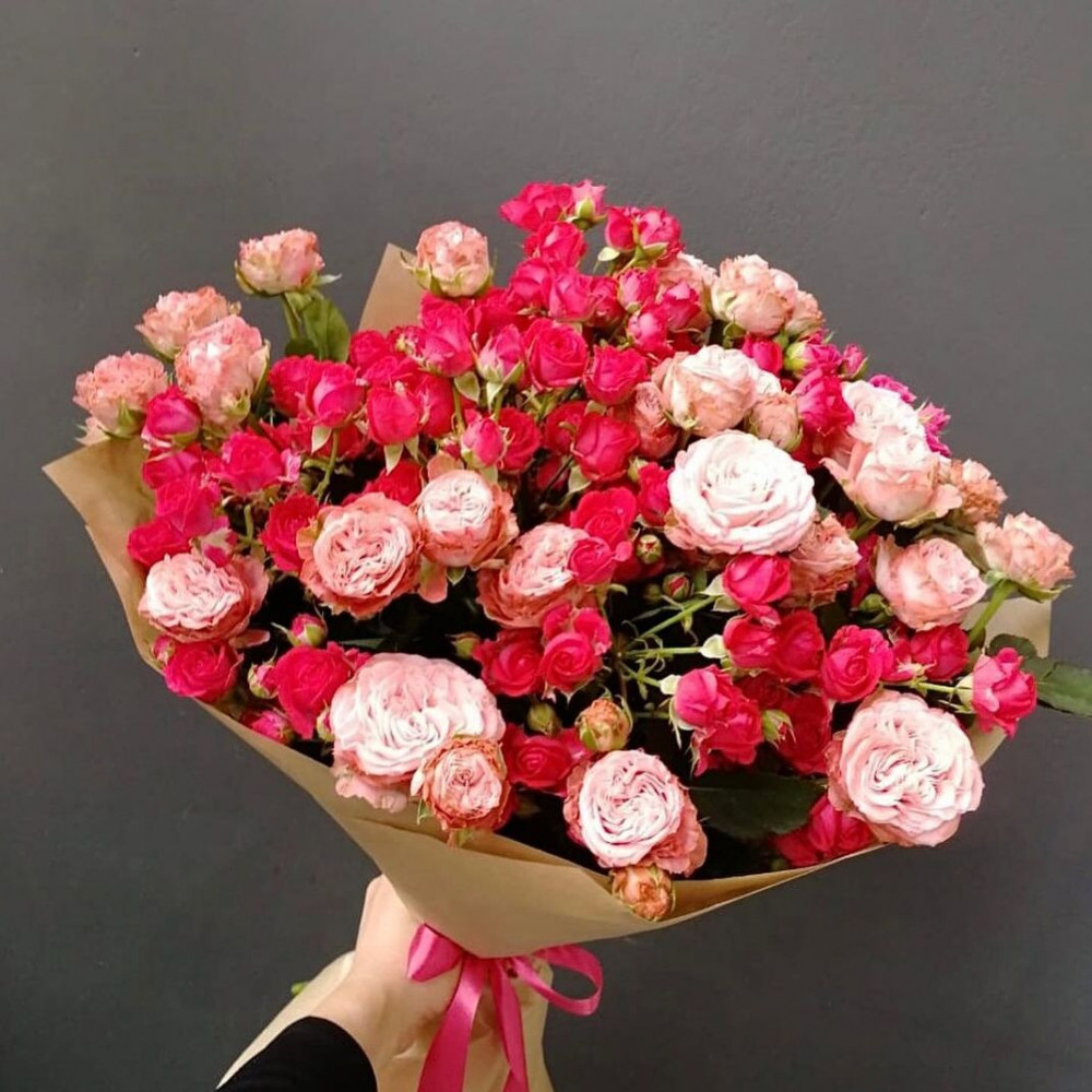 Букет цветов «Кустовые розы микс» - фото 2